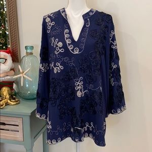 Once Again Blue Embellished Tunic size 3X